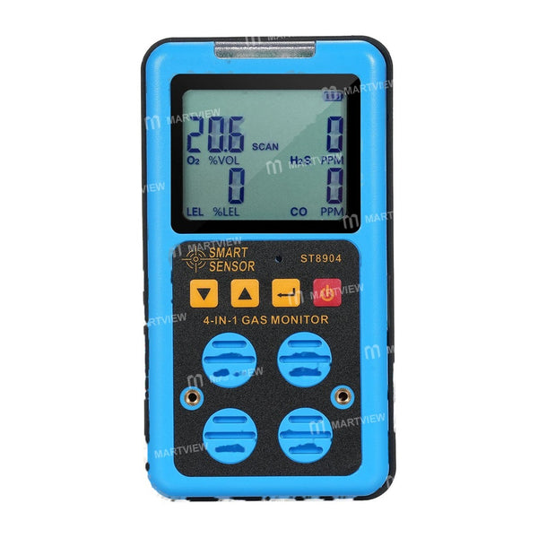 Smart Sensor ST8904 4-in-1 gas monitor front face English LCD O2 CO H2S LEL