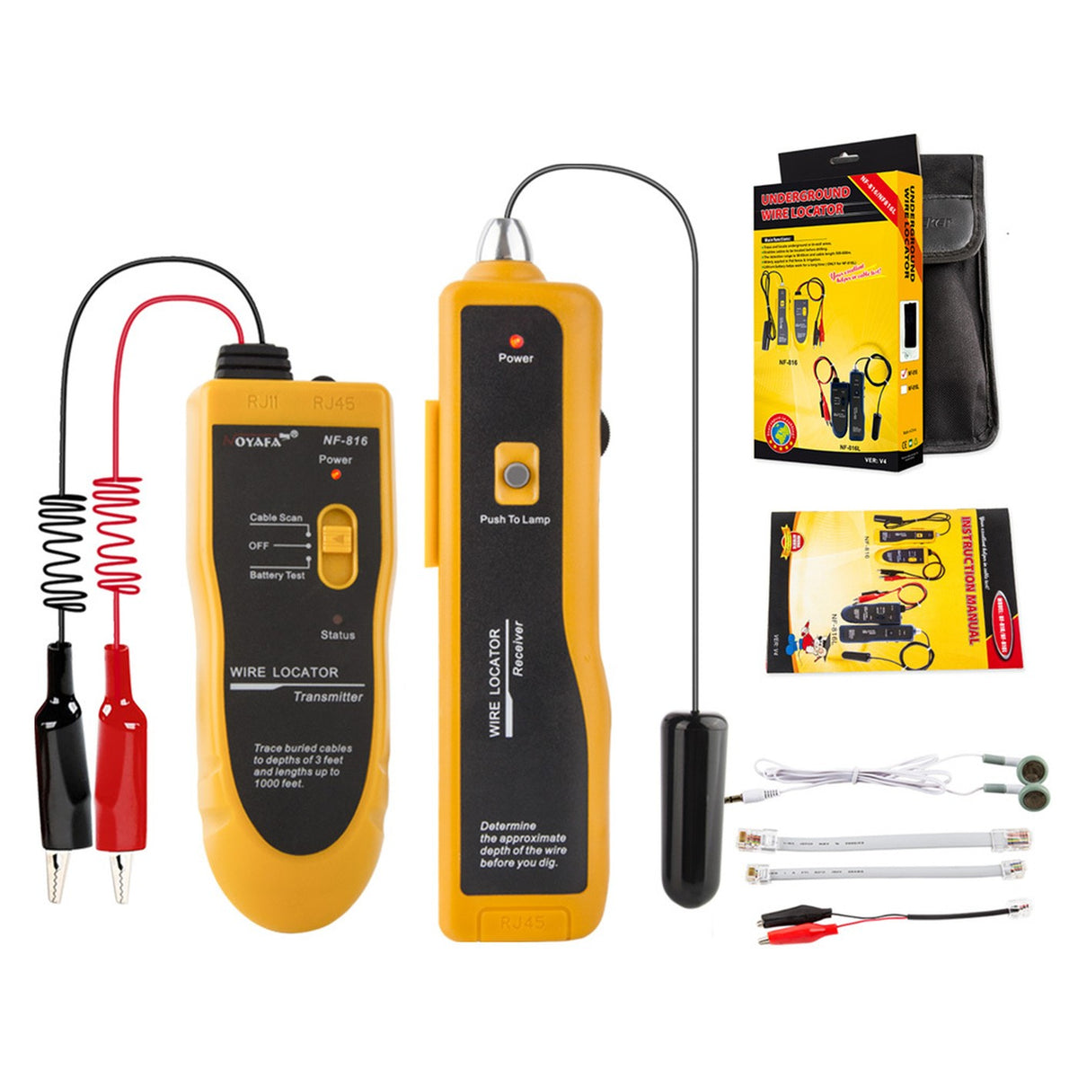 NOYAFA NF-816 underground wire locator full kit English UI Transmitter Receiver