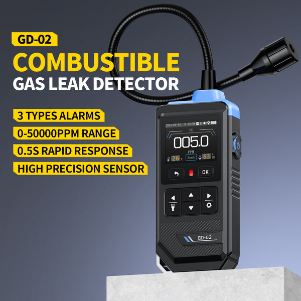 FNIRSI GD-02 combustible gas leak detector with flexible gooseneck probe