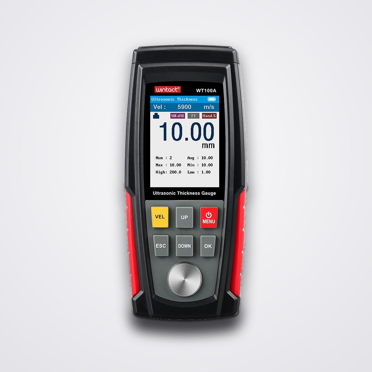 Wintact WT100A Ultrasonic Thickness Gauge for Metal, 1-225mm Ultrasonic Thickness Meter with 5MHz Probe