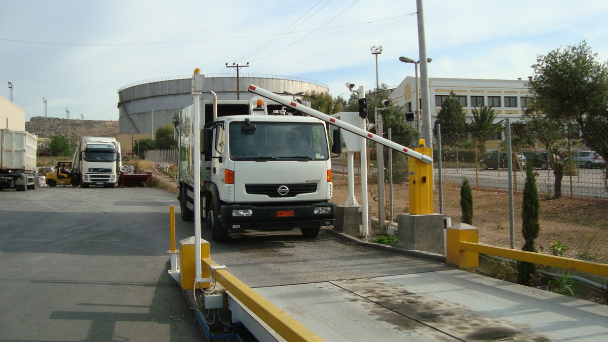 Lorry on a weighbridge at an industrial site