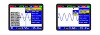 FNIRSI DSO-PRO screen menu with measurement readings