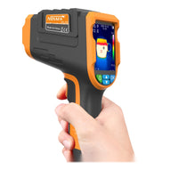 NOYAFA NF-522 thermal camera held in hand showing display