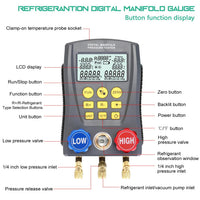 DY517 Digital Refrigerant Manifold Gauge, 89 Built-in Refrigerants