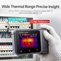 FNIRSI TDM-120P inspecting an electrical cabinet for hot spots