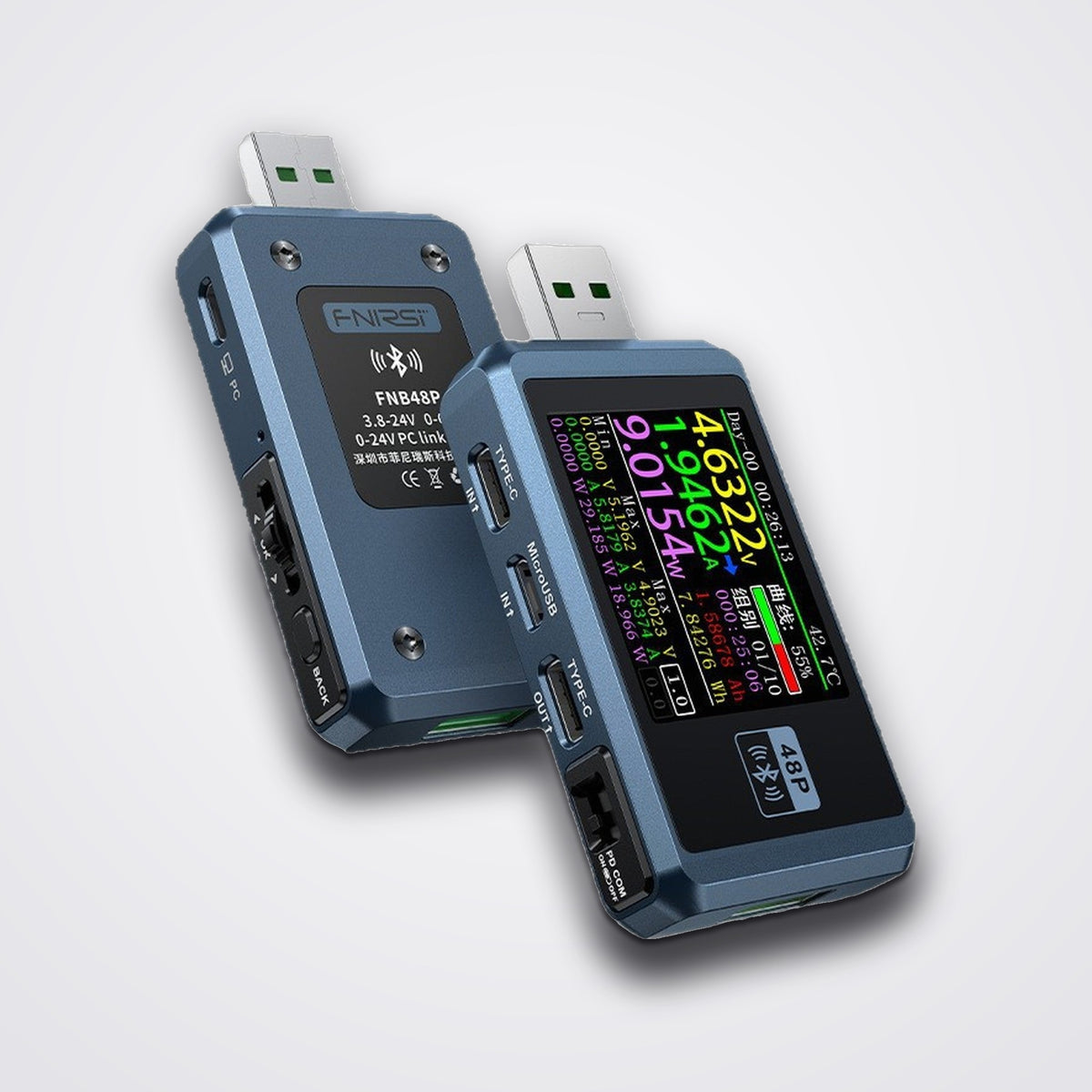 FNB48P USB Power Meter Tester, 0-156W, 0-6.5A, 4-24V Voltage Current Tester