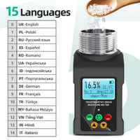 Grain moisture meter with screw-cup and blue LCD
