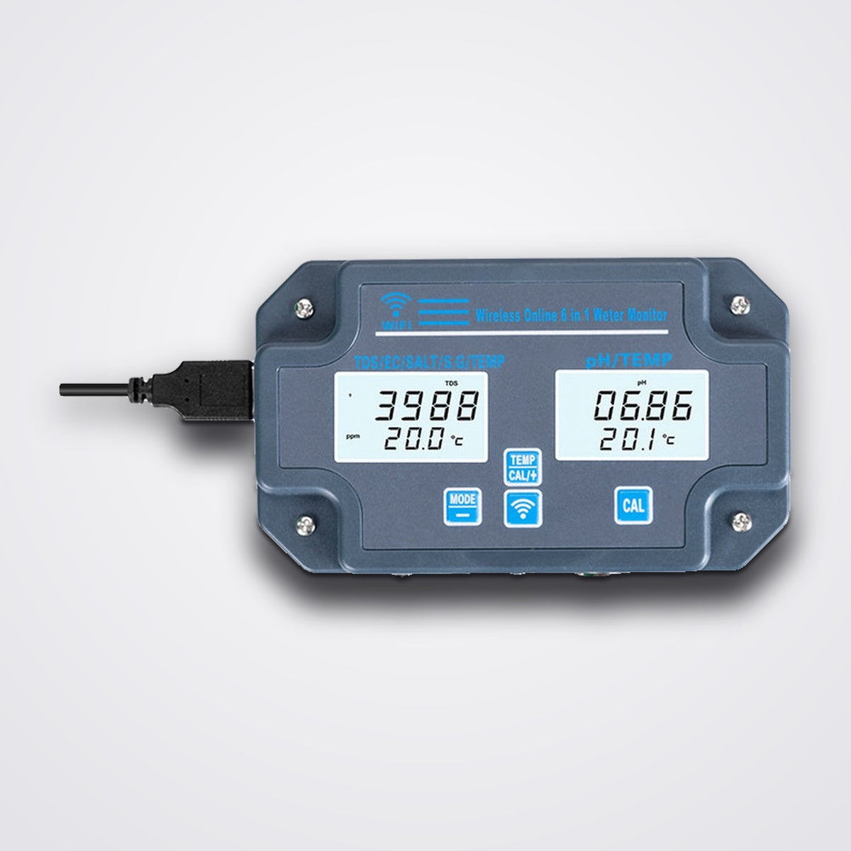 PH-W3988 6-in-1 WiFi Water Quality Monitor - pH & TDS Water Quality Tester WiFi