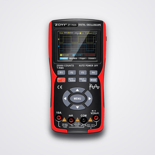 ZT-703S Handheld Oscilloscope Multimeter 3-in-1 with Signal Generator, 50MHz 2 Channel, 25000 Count