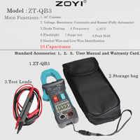 ZOYI ZT-QB3 Clamp Meter, 600V AC/DC, 25mm Jaw