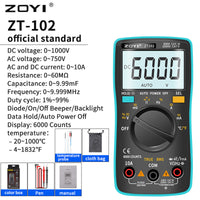 ZOYI ZT102 Digital Multimeter, 6000 Counts with Temperature