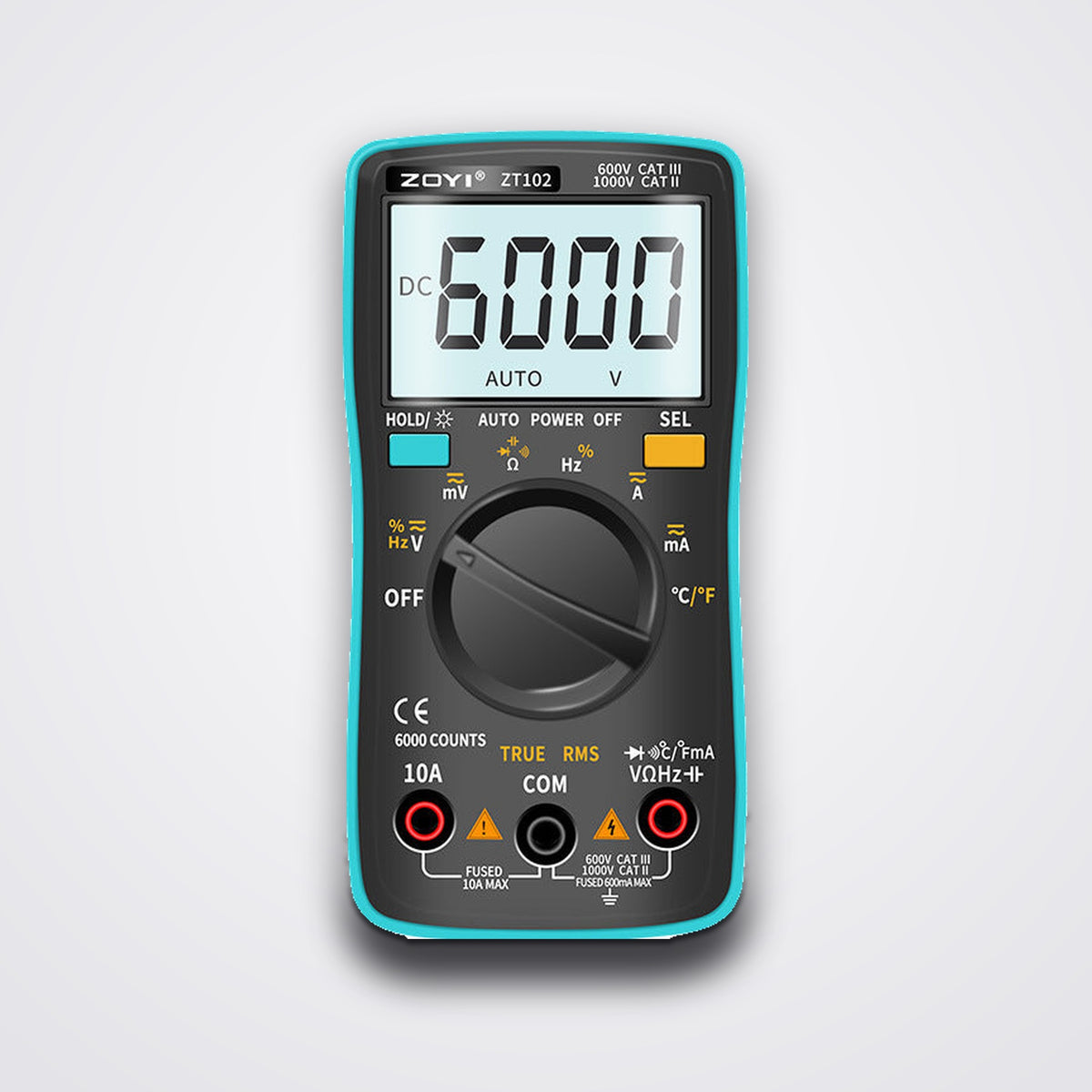 ZOYI ZT102 Digital Multimeter, 6000 Counts with Temperature