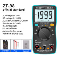 ZOYI ZT98 Digital Multimeter, 1999 Counts